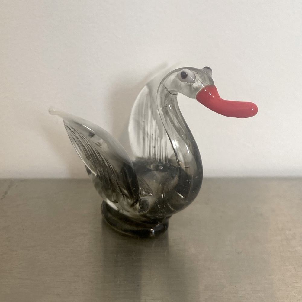 Vintage Blown Glass Mini Swan Bird
